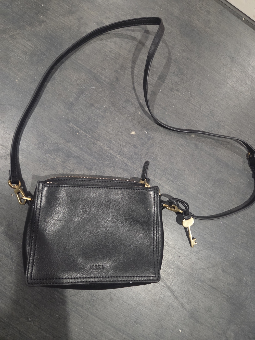 Fossil Black Leather Crossbody Bag